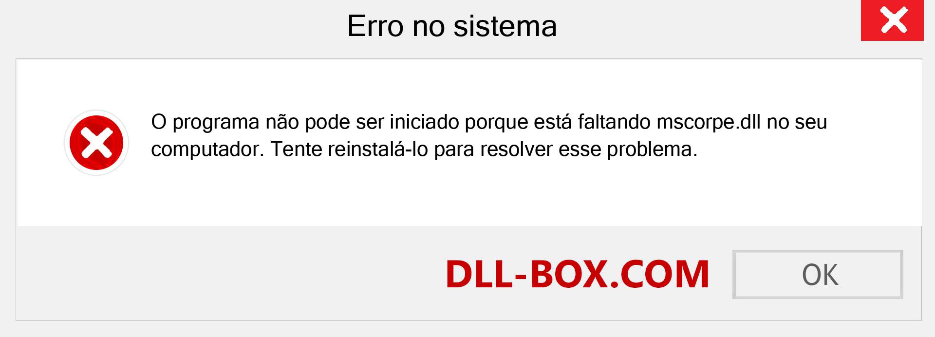 Arquivo mscorpe.dll ausente ?. Download para Windows 7, 8, 10 - Correção de erro ausente mscorpe dll no Windows, fotos, imagens